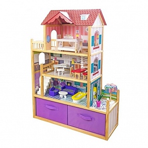 Домик для кукол – Елизавета, с аксессуарами и 2 ящиками для хранения (Lanaland, W06A324 NEW)